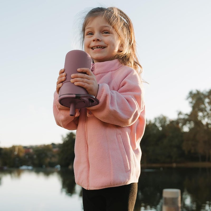 BrÃ¼Mate Leap 12oz 100% Leakproof Kids Tumbler with Handle and Silicone Soft Straw | Durable Drop Resistant Silicone Sleeve | Made of Insulated Stainless Steel | Cup Holder Friendly | (Navy Polka Dots) - Image 2